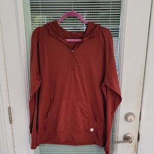 Vuori Burnt Orange Quarter-Zip Hoodie With Kangaroo Pocket Mens Sz L